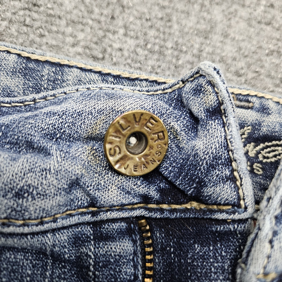 Silver Bootcut Jeans Size 27 (Fits 28x31) Blue Denim Western Casual Light READ - Picture 5 of 10